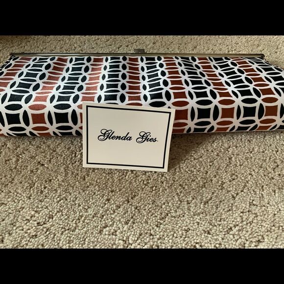 GLENDA GIES Black and Brown Framed Clutch - NEW - Picture 8 of 8